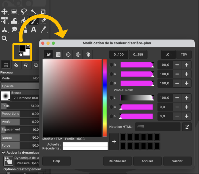 Comment ouvrir le mélangeur de couleur